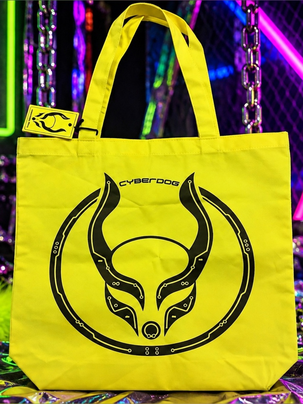 Cyberdog London “Circ” Tote Bag – Neon Yellow with Alien Logo